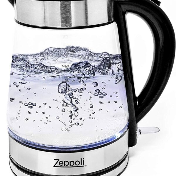 【Zeppoli】1.7升不鏽鋼玻璃快速燒水壺