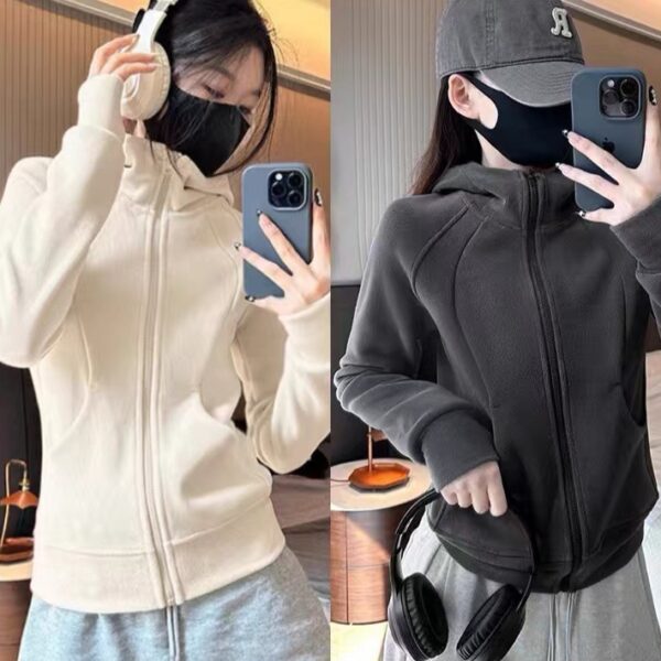 新款連帽雙面絨修身瑜伽外套