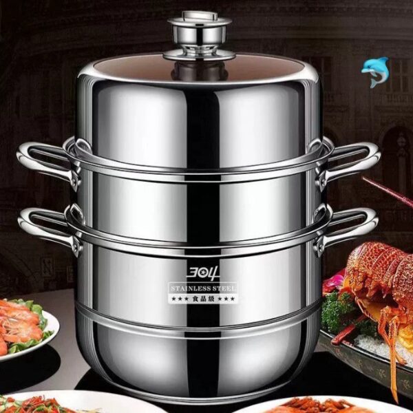 定時款不鏽鋼三層蒸鍋