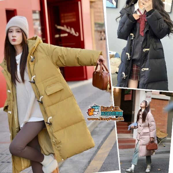 牛角扣韓版羽絨服