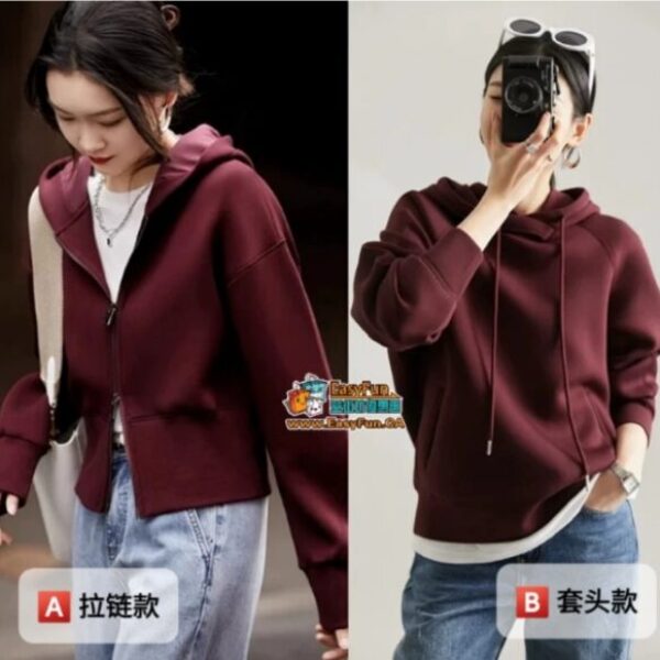 韓系顯白車釐子紅衛衣