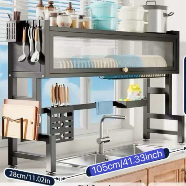 高級不鏽鋼碗碟刀具瀝水/收納兩用架
