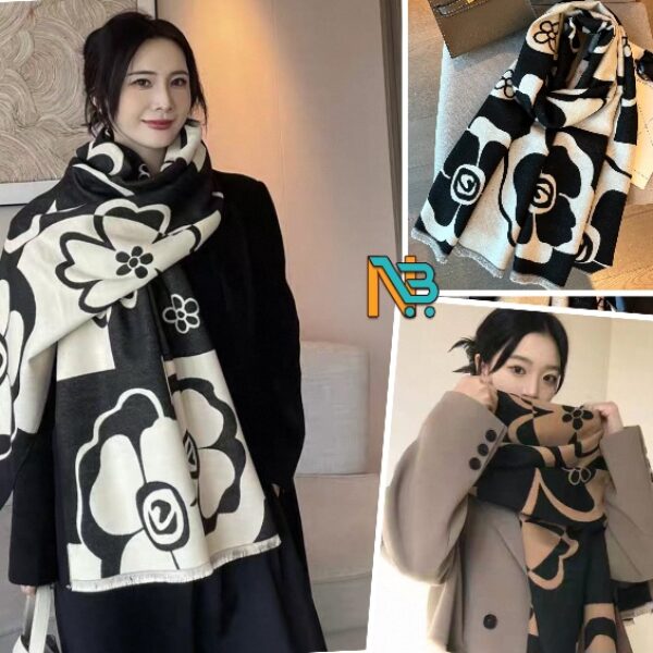 輕奢小香風大山茶花圍巾