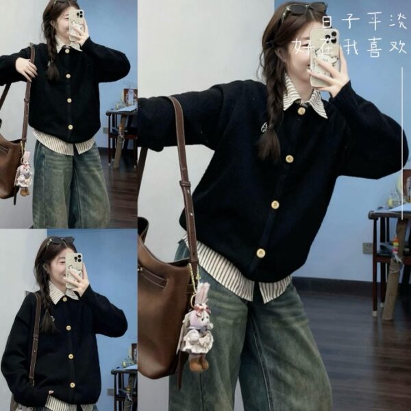 Max Daex輕奢正品 Polo領假兩件針織衫