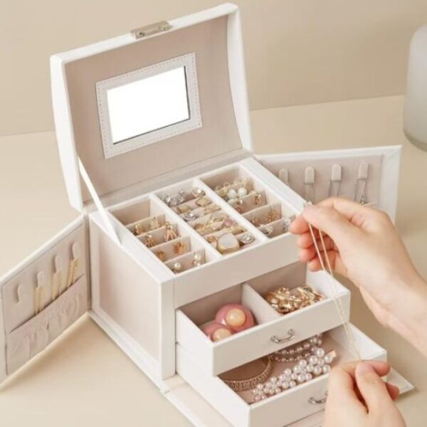 高顏值三層鎖釦珠寶首飾盒