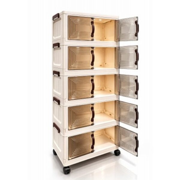 五層摺疊儲物櫃(帶輪)