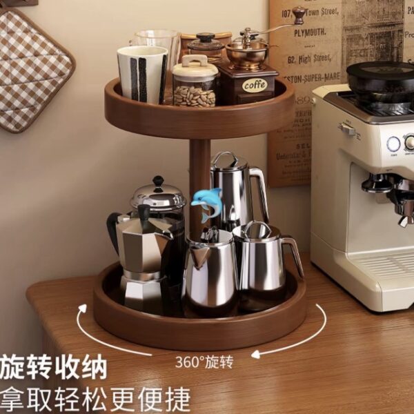 竹木雙重旋轉置物架