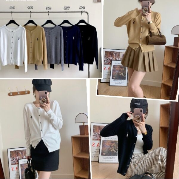 【買1送1】拉夫戰馬刺繡針織開衫