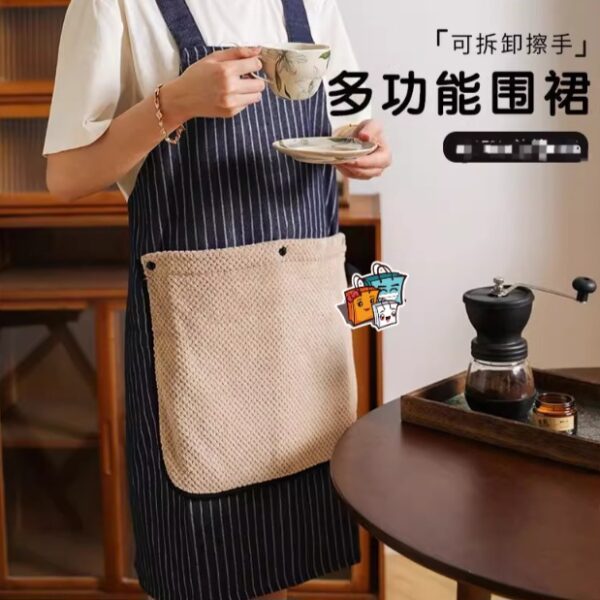 可拆卸擦手巾免綁帶防水圍裙
