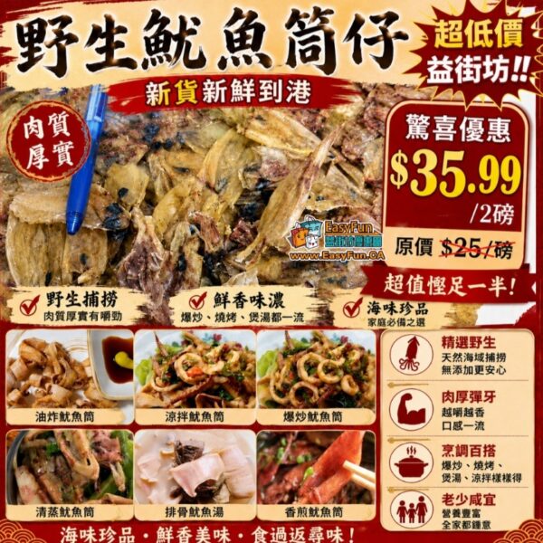 【特價】野生魷魚筒仔